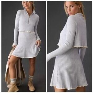 Daily Practice Anthropologie Light Blue Gray Ribbed Miles Sweater Dress XL NEW